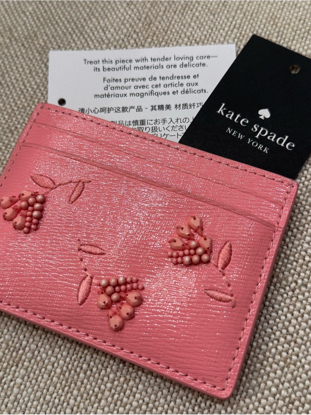 NWT Kate Spade Embellished and Textured Card Holder
